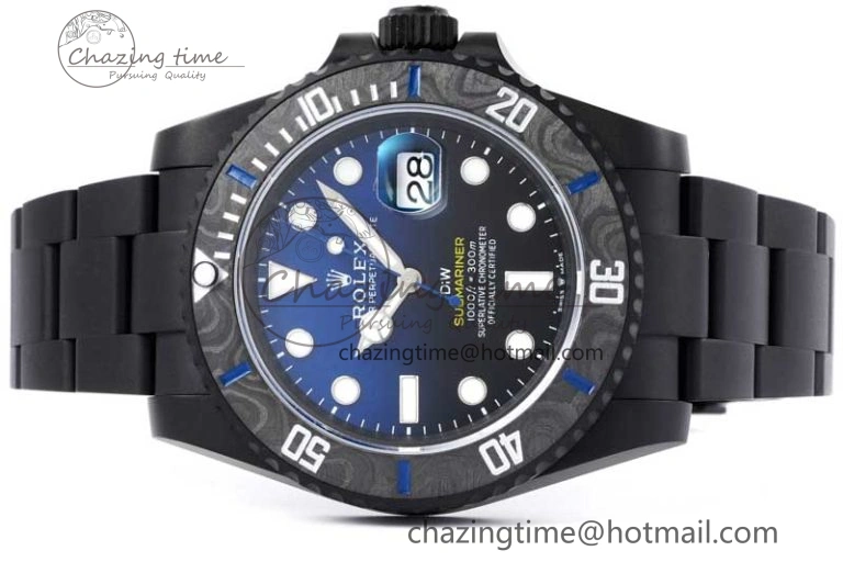 Submariner DIW DLC Sandblasted VSF 1:1 Best Edition Black Blue Dial on DLC Bracelet VS3135