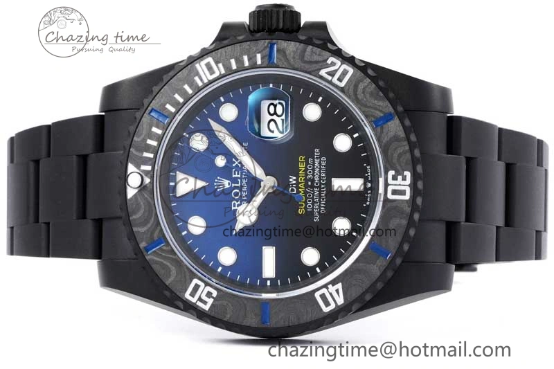 Submariner DIW DLC Sandblasted VSF 1:1 Best Edition Black Blue Dial on DLC Bracelet VS3135