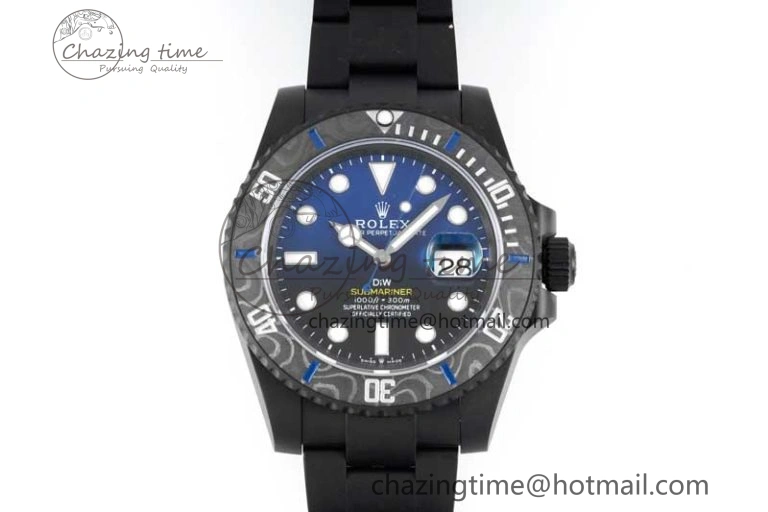 Submariner DIW DLC Sandblasted VSF 1:1 Best Edition Black Blue Dial on DLC Bracelet VS3135