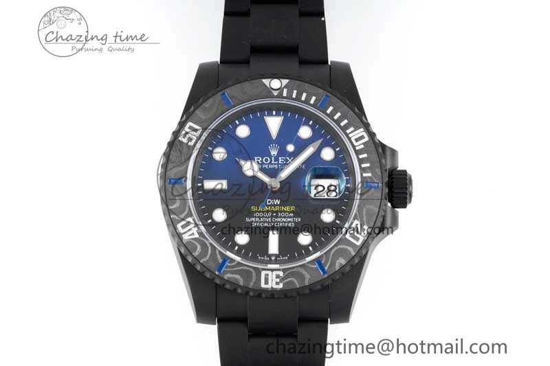 Submariner DIW DLC Sandblasted VSF 1:1 Best Edition Black Blue Dial on DLC Bracelet VS3135