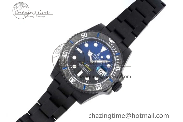 Submariner DIW DLC Sandblasted VSF 1:1 Best Edition Black Blue Dial on DLC Bracelet VS3135
