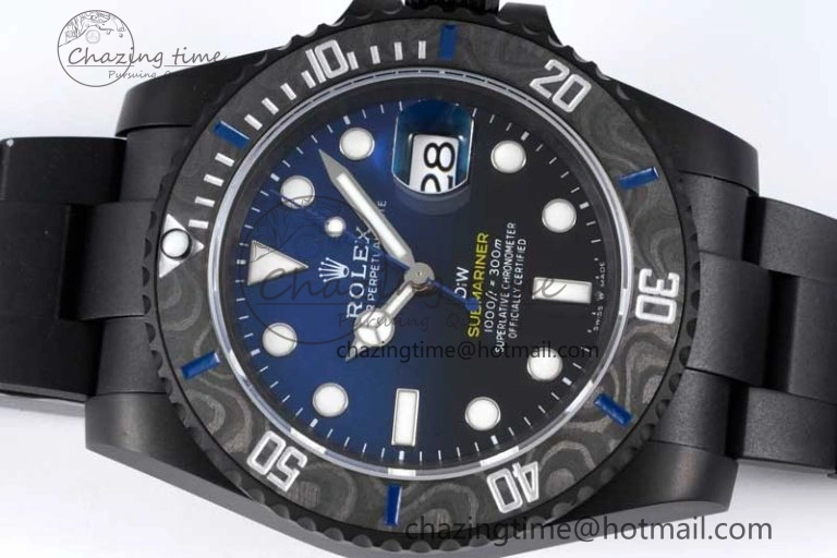 Submariner DIW DLC Sandblasted VSF 1:1 Best Edition Black Blue Dial on DLC Bracelet VS3135