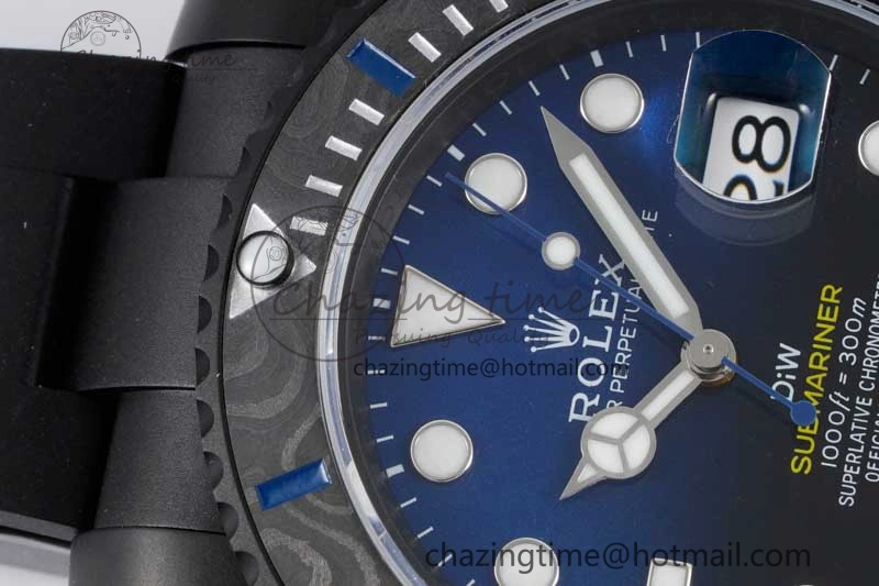 Submariner DIW DLC Sandblasted VSF 1:1 Best Edition Black Blue Dial on DLC Bracelet VS3135