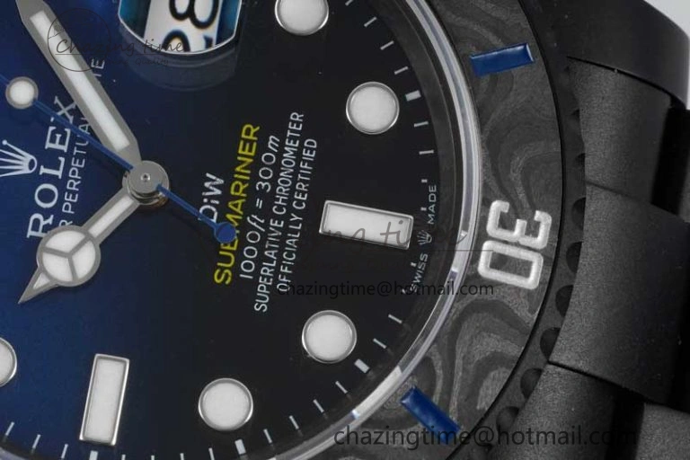 Submariner DIW DLC Sandblasted VSF 1:1 Best Edition Black Blue Dial on DLC Bracelet VS3135
