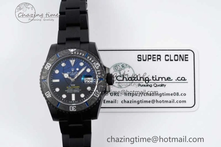 Submariner DIW DLC Sandblasted VSF 1:1 Best Edition Black Blue Dial on DLC Bracelet VS3135