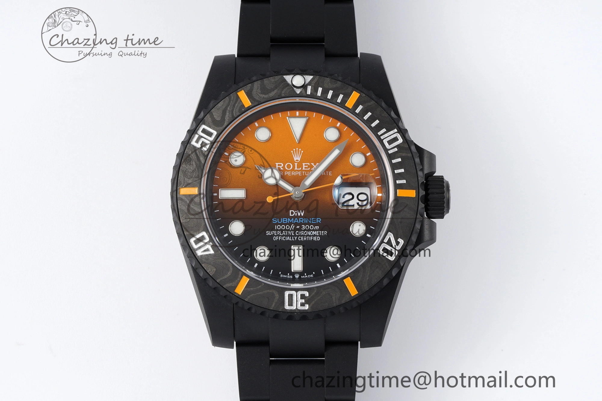 Submariner DIW DLC VSF 1:1 Best Edition Black Orange Dial on DLC Bracelet VS3135