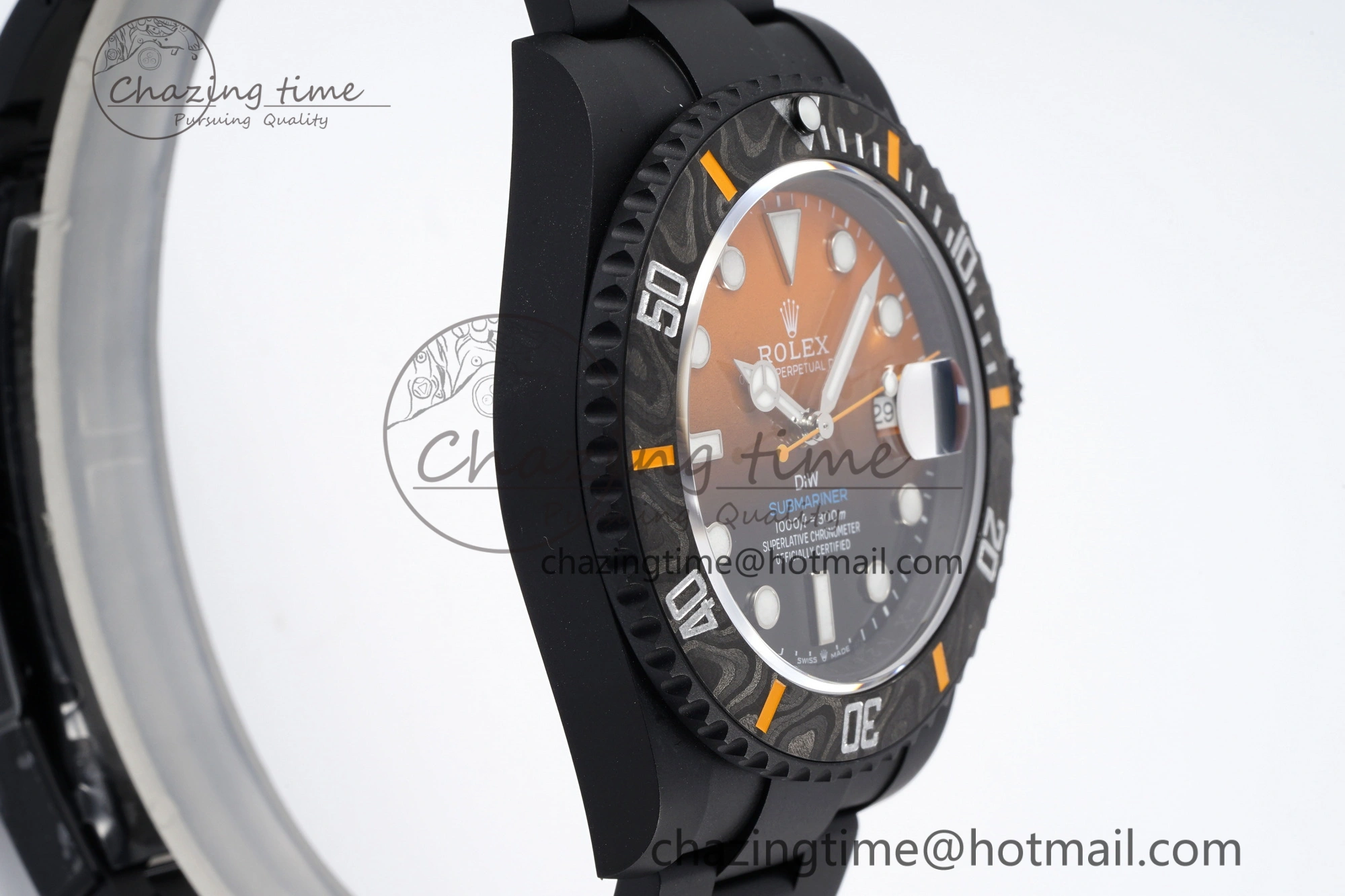 Submariner DIW DLC VSF 1:1 Best Edition Black Orange Dial on DLC Bracelet VS3135