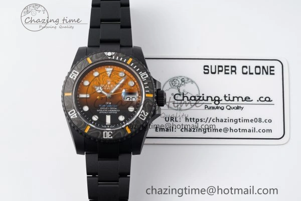 Submariner DIW DLC VSF 1:1 Best Edition Black Orange Dial on DLC Bracelet VS3135
