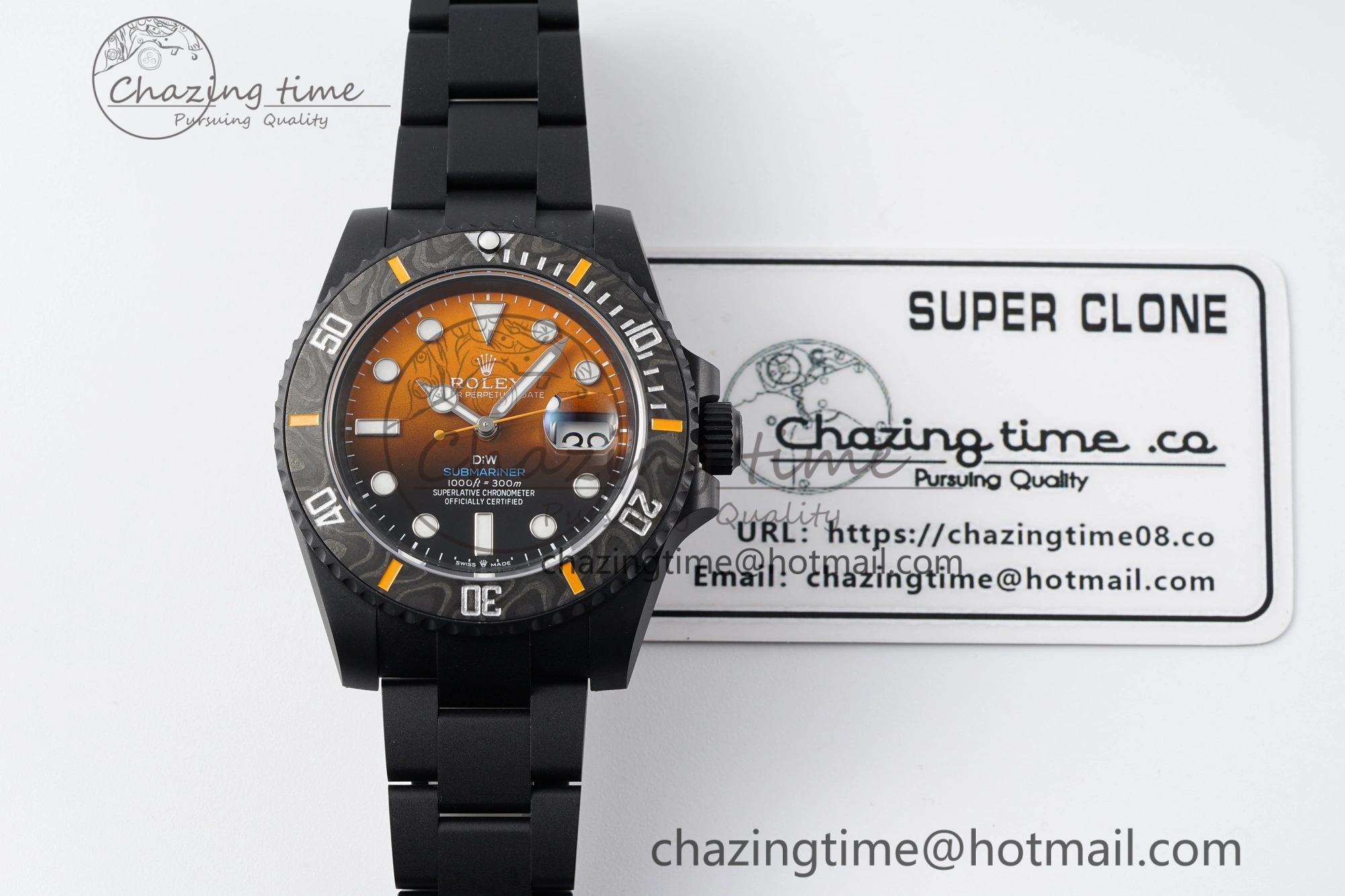 Submariner DIW DLC VSF 1:1 Best Edition Black Orange Dial on DLC Bracelet VS3135