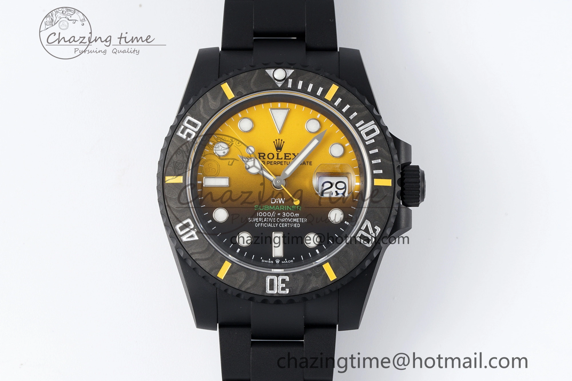 Submariner DIW DLC VSF 1:1 Best Edition Black Yellow Dial on DLC Bracelet VS3135