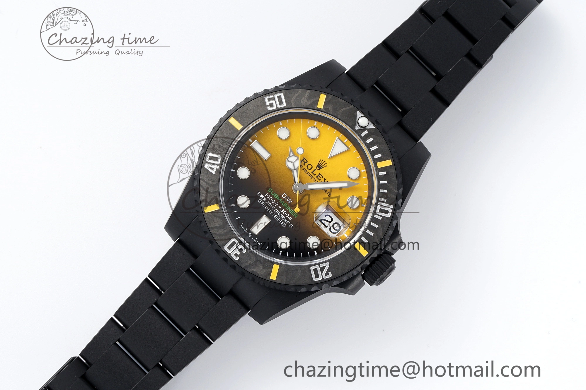 Submariner DIW DLC VSF 1:1 Best Edition Black Yellow Dial on DLC Bracelet VS3135