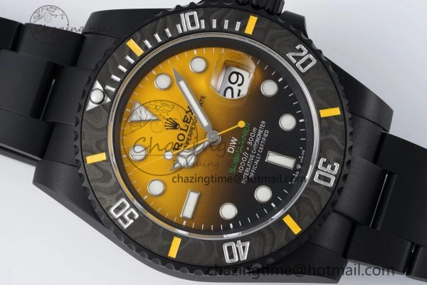 Submariner DIW DLC VSF 1:1 Best Edition Black Yellow Dial on DLC Bracelet VS3135