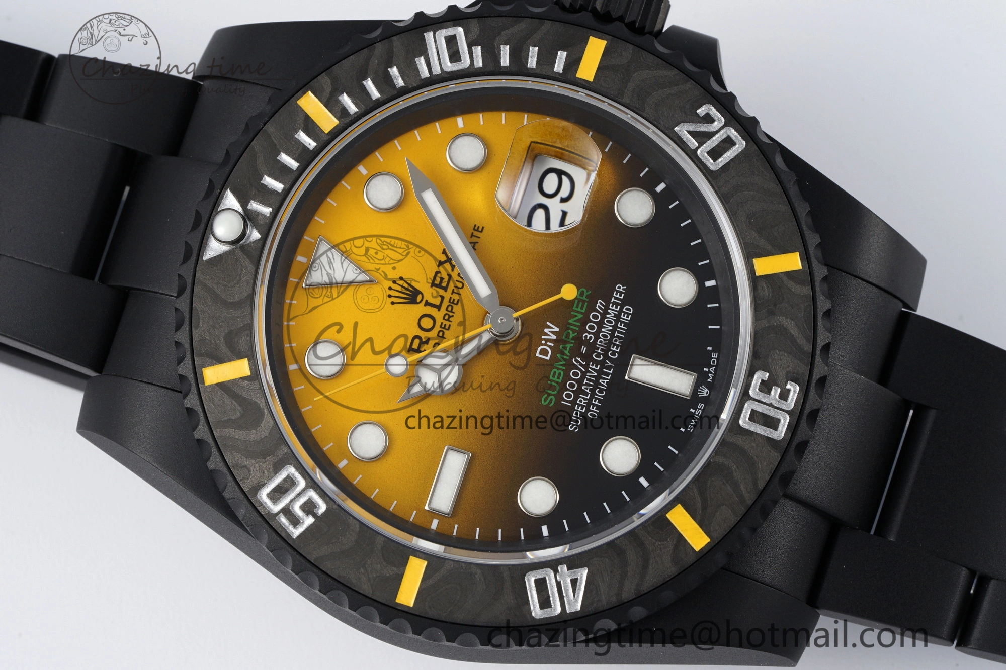 Submariner DIW DLC VSF 1:1 Best Edition Black Yellow Dial on DLC Bracelet VS3135