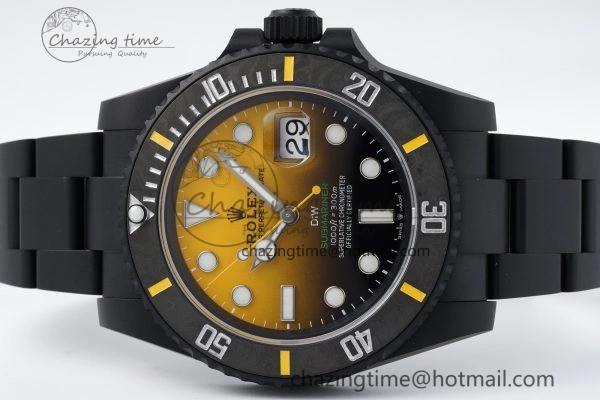 Submariner DIW DLC VSF 1:1 Best Edition Black Yellow Dial on DLC Bracelet VS3135