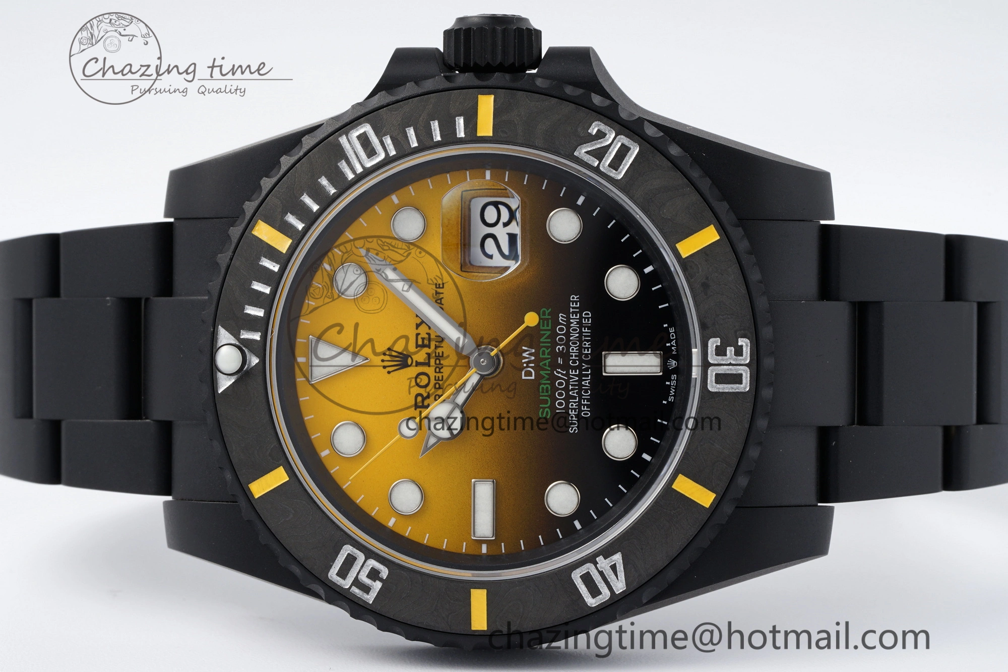 Submariner DIW DLC VSF 1:1 Best Edition Black Yellow Dial on DLC Bracelet VS3135