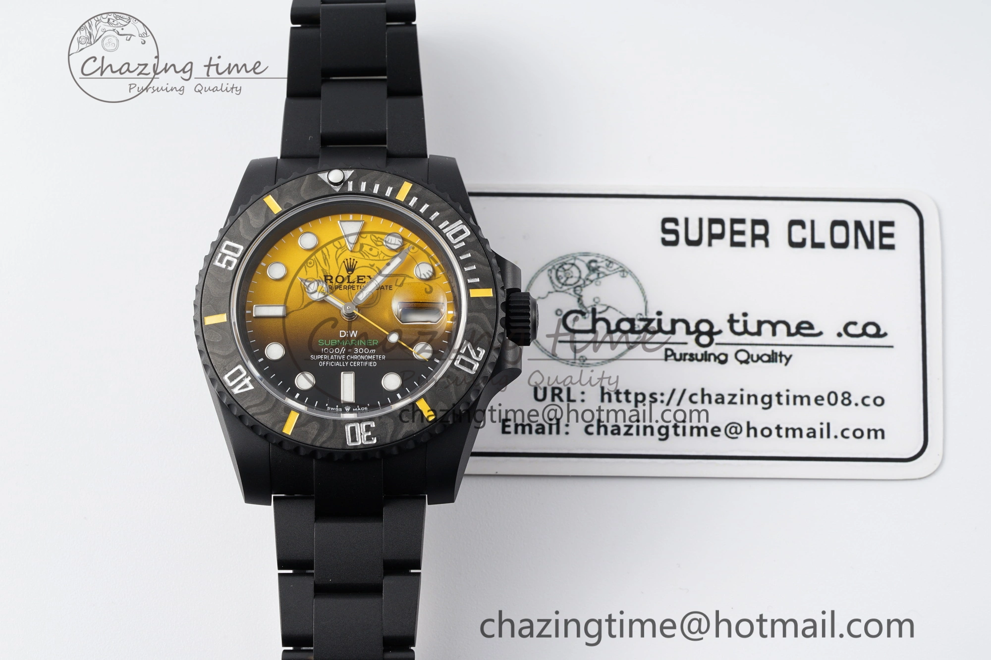 Submariner DIW DLC VSF 1:1 Best Edition Black Yellow Dial on DLC Bracelet VS3135