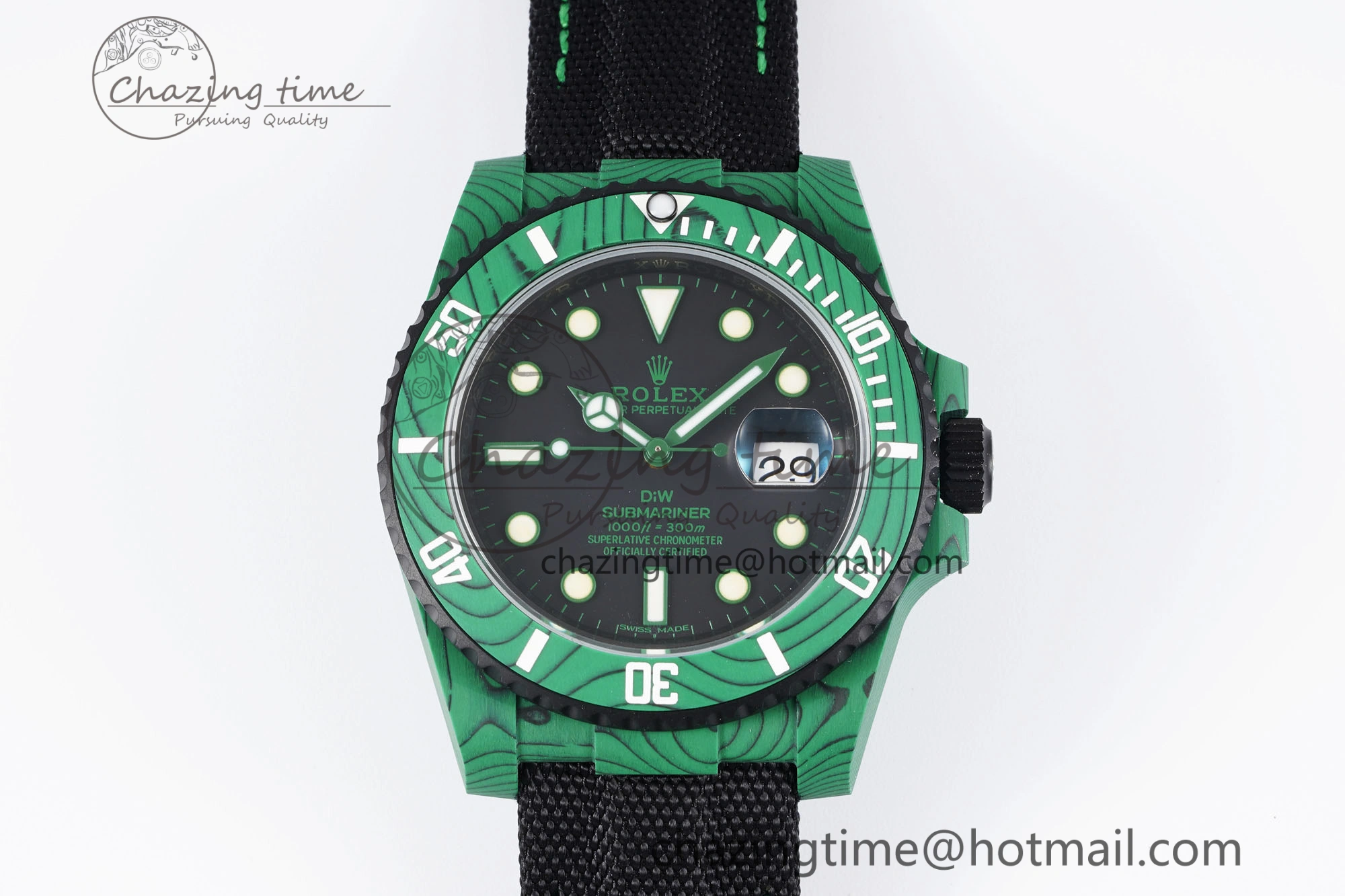 Submariner DIW Green Carbon VSF 1:1 Best Edition Black Dial on Black Nylon Strap VS3135
