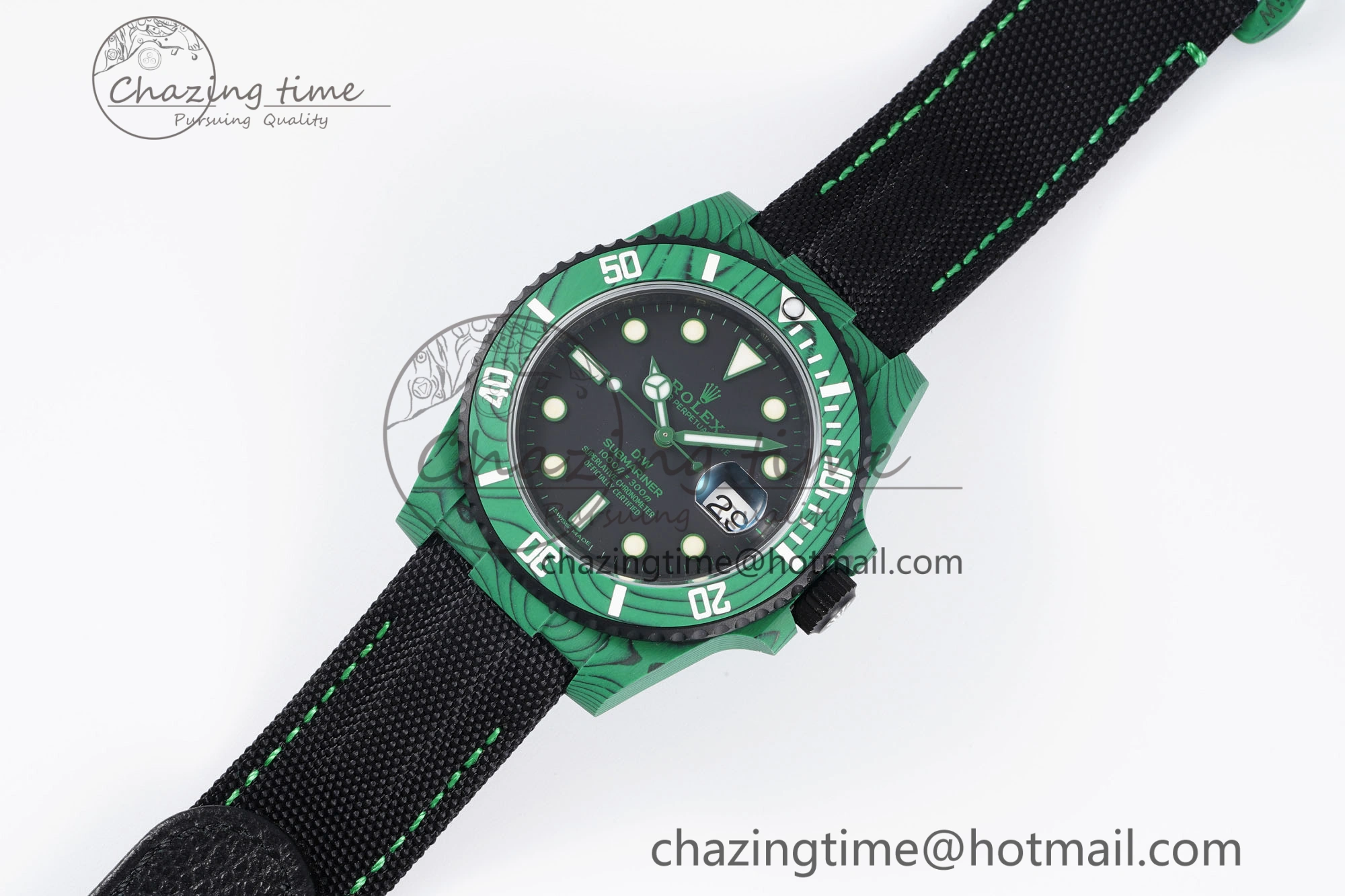 Submariner DIW Green Carbon VSF 1:1 Best Edition Black Dial on Black Nylon Strap VS3135