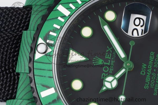 Submariner DIW Green Carbon VSF 1:1 Best Edition Black Dial on Black Nylon Strap VS3135