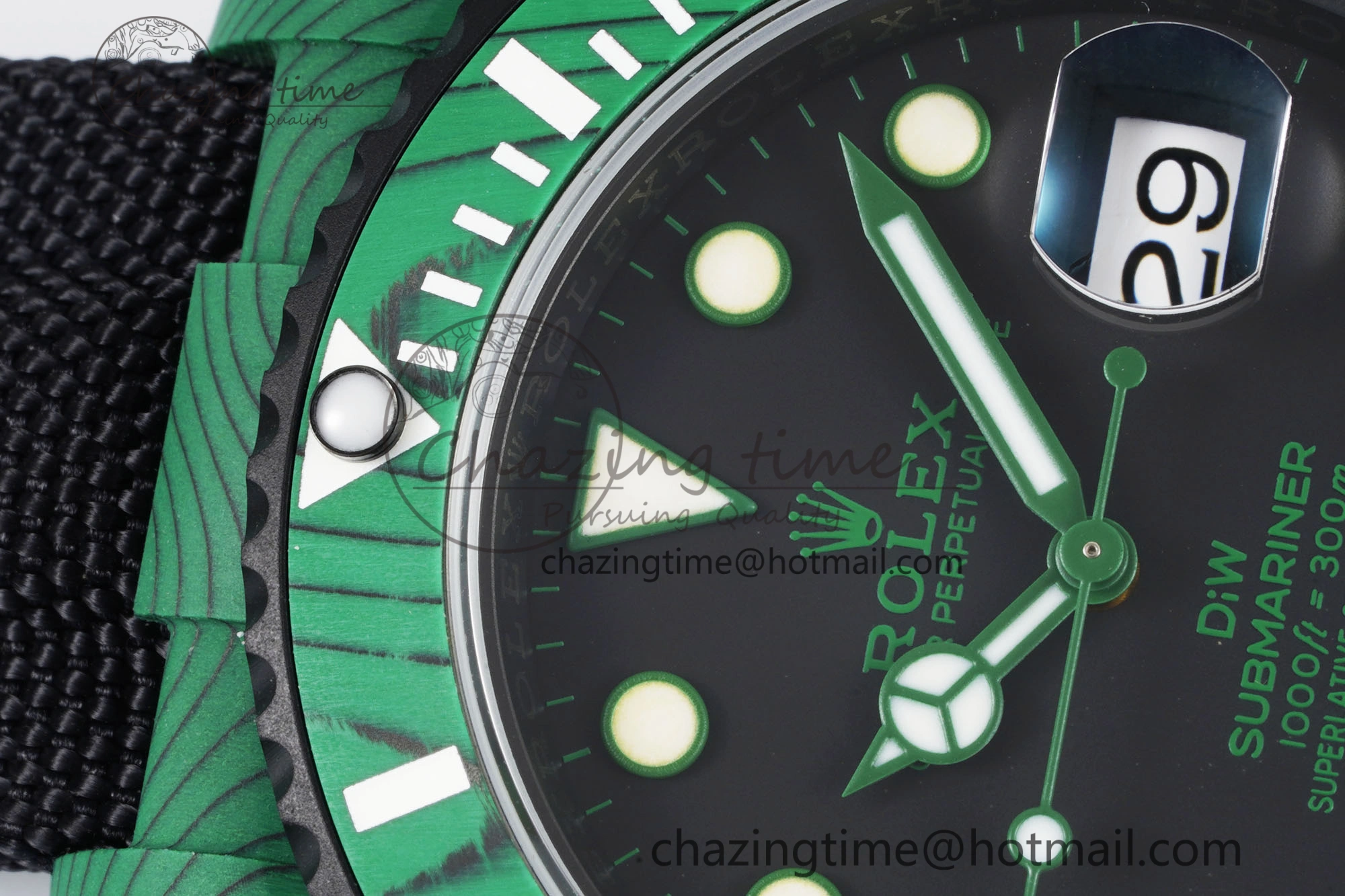 Submariner DIW Green Carbon VSF 1:1 Best Edition Black Dial on Black Nylon Strap VS3135