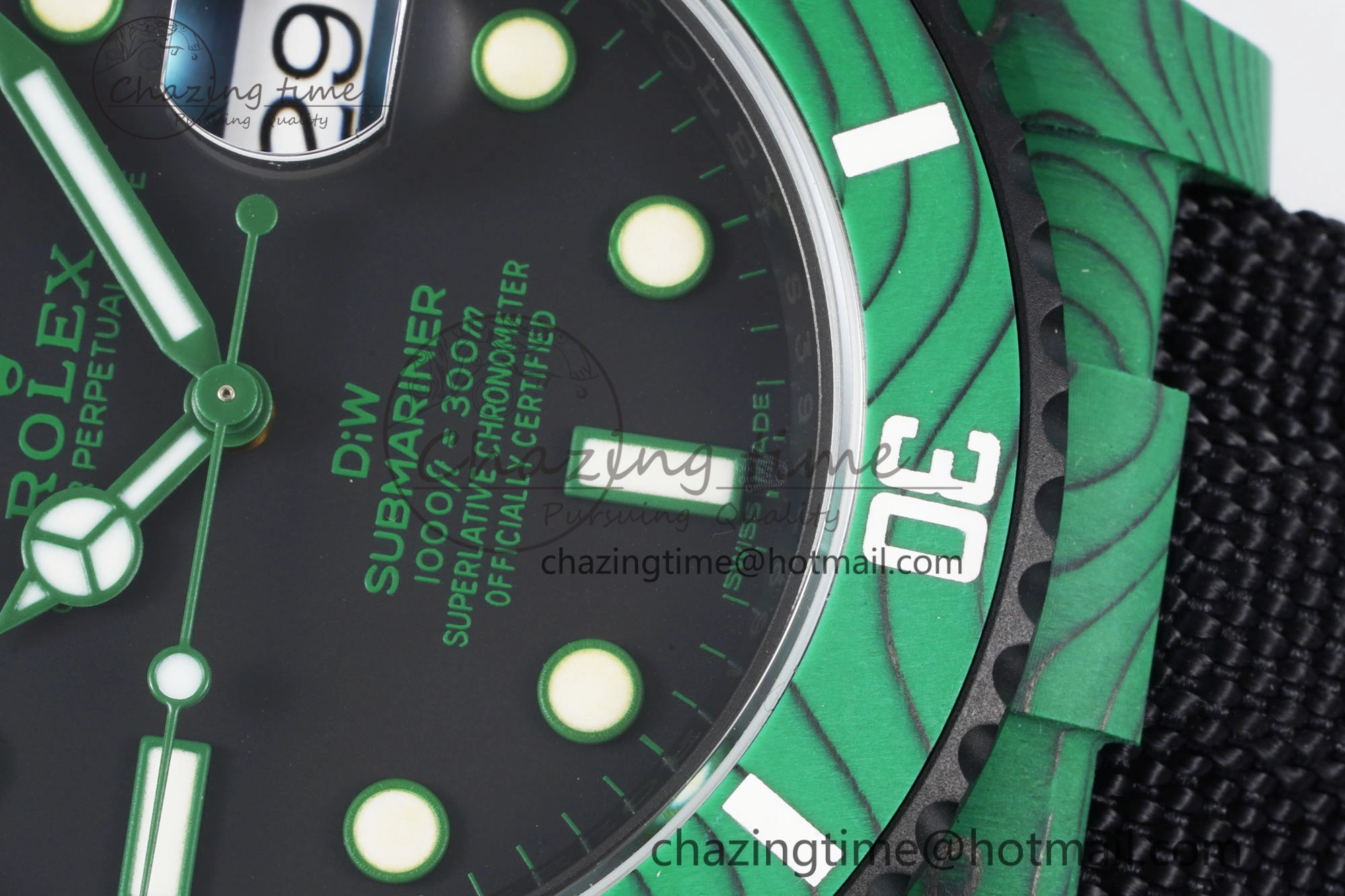 Submariner DIW Green Carbon VSF 1:1 Best Edition Black Dial on Black Nylon Strap VS3135