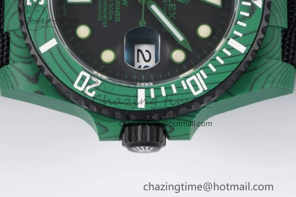 Submariner DIW Green Carbon VSF 1:1 Best Edition Black Dial on Black Nylon Strap VS3135