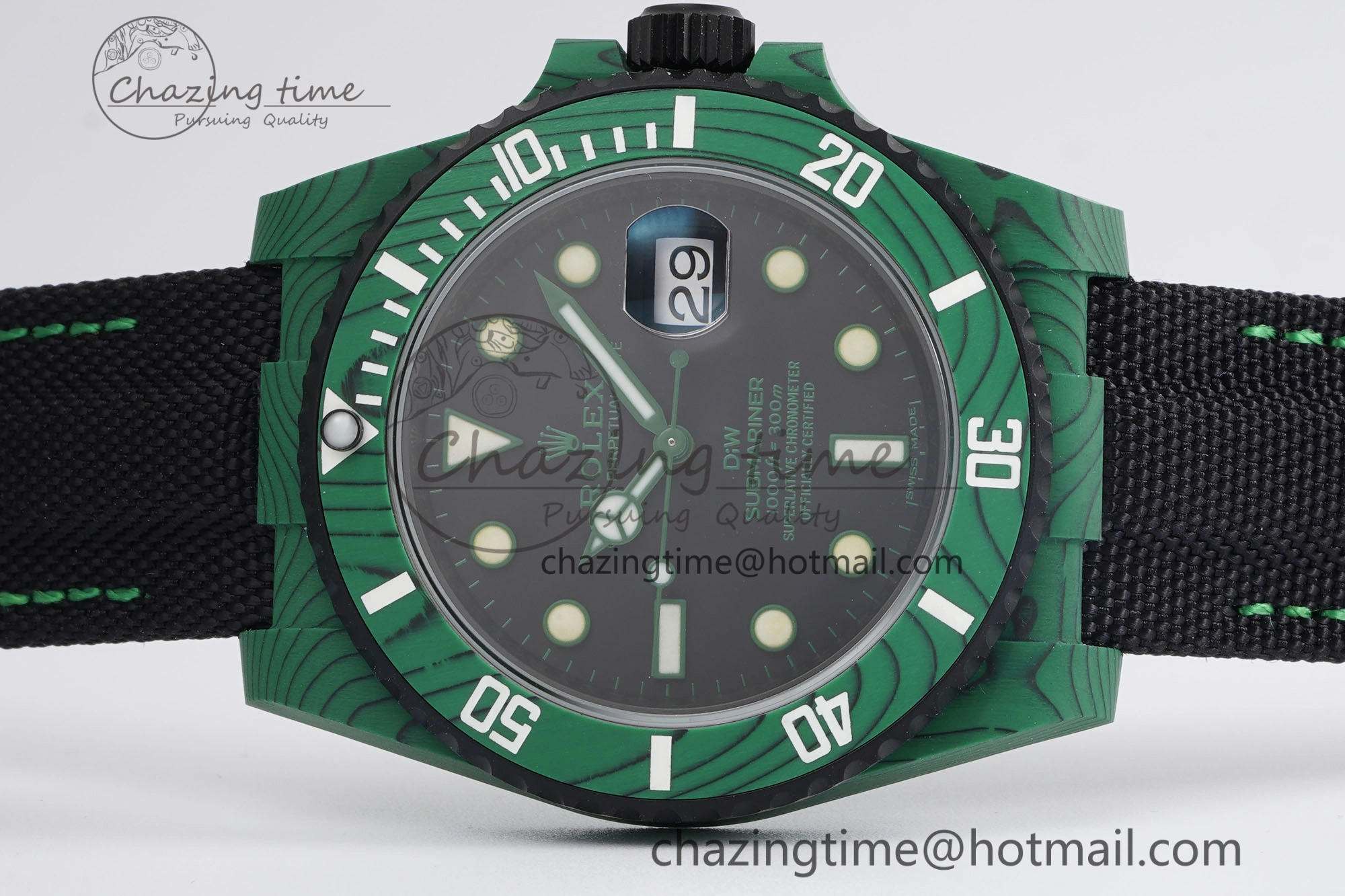 Submariner DIW Green Carbon VSF 1:1 Best Edition Black Dial on Black Nylon Strap VS3135