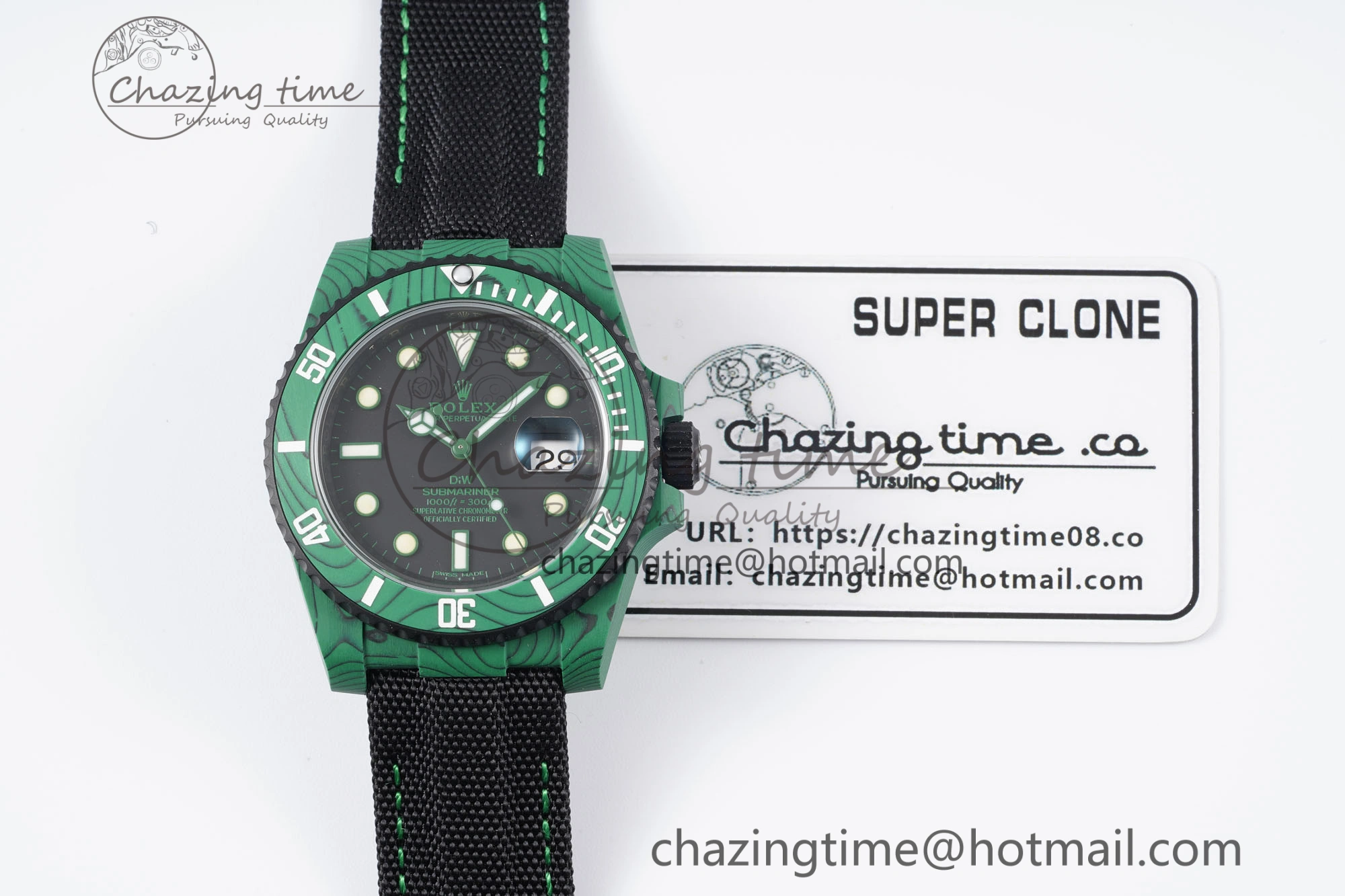 Submariner DIW Green Carbon VSF 1:1 Best Edition Black Dial on Black Nylon Strap VS3135