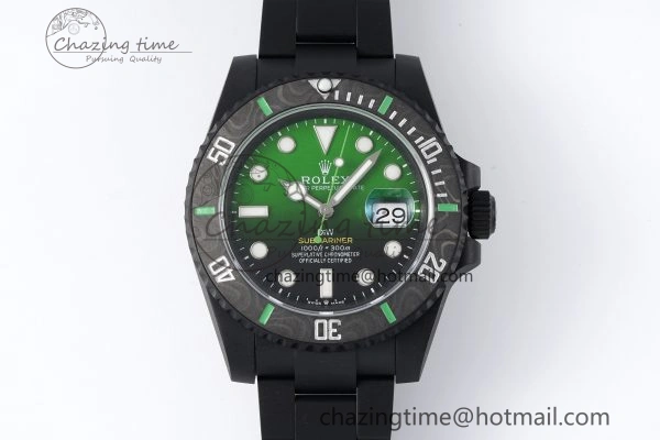 Submariner DIW “Parakeet” DLC VSF 1:1 Best Edition Black Green Dial on DLC Bracelet VS3135