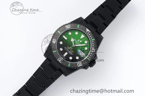 Submariner DIW “Parakeet” DLC VSF 1:1 Best Edition Black Green Dial on DLC Bracelet VS3135