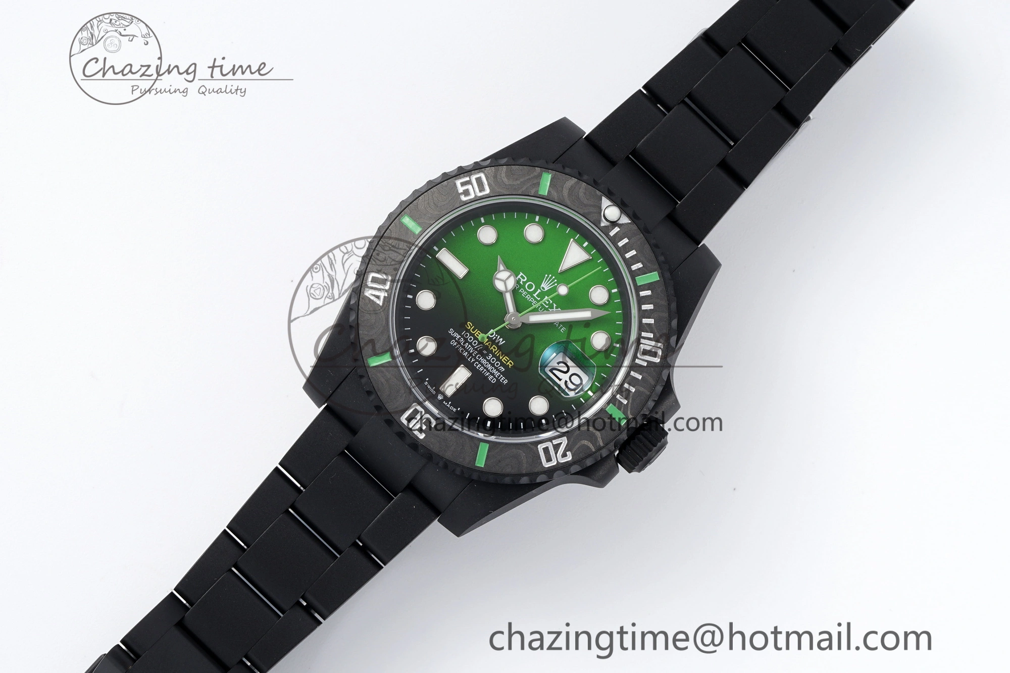 Submariner DIW “Parakeet” DLC VSF 1:1 Best Edition Black Green Dial on DLC Bracelet VS3135