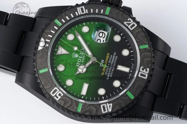 Submariner DIW “Parakeet” DLC VSF 1:1 Best Edition Black Green Dial on DLC Bracelet VS3135