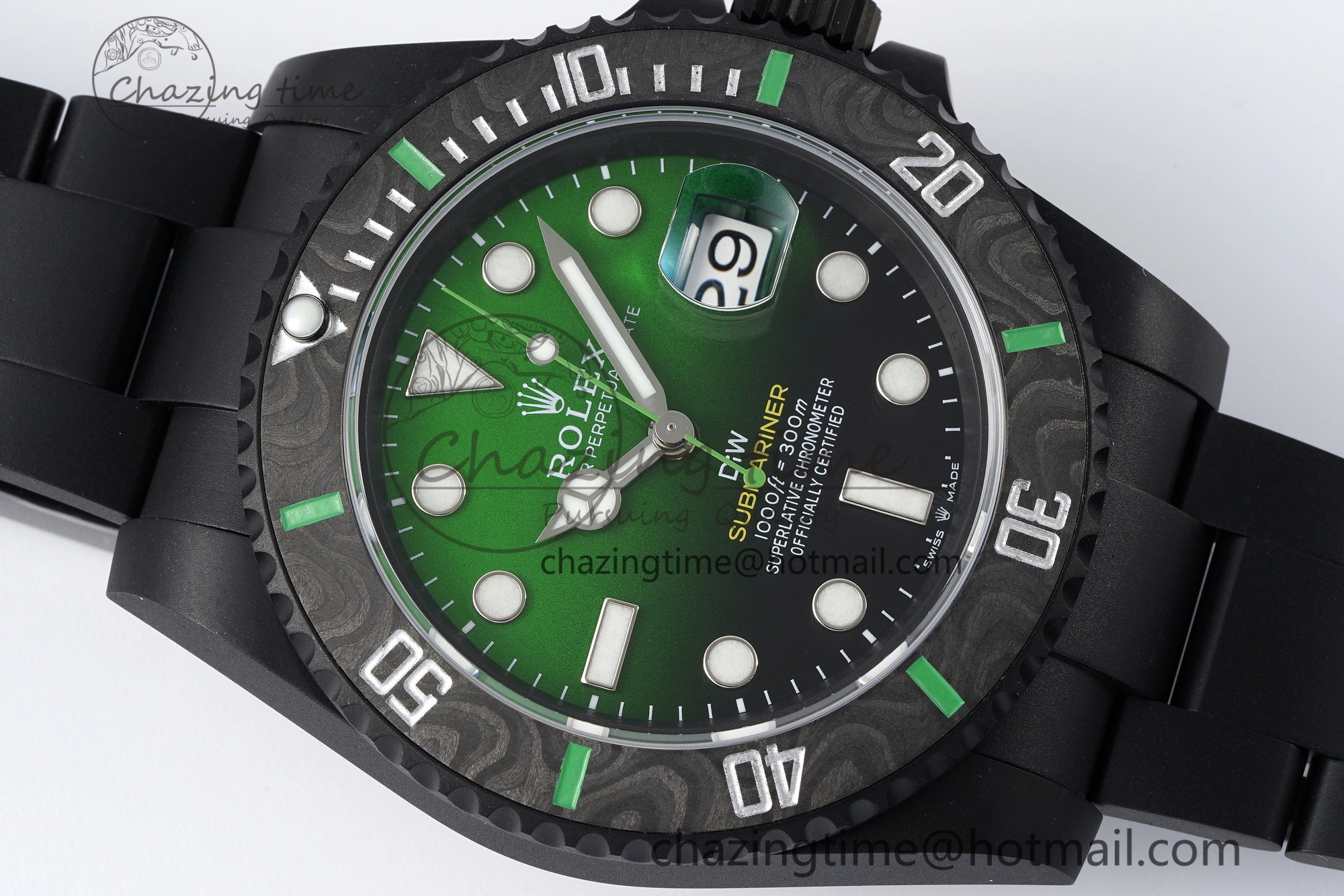 Submariner DIW “Parakeet” DLC VSF 1:1 Best Edition Black Green Dial on DLC Bracelet VS3135