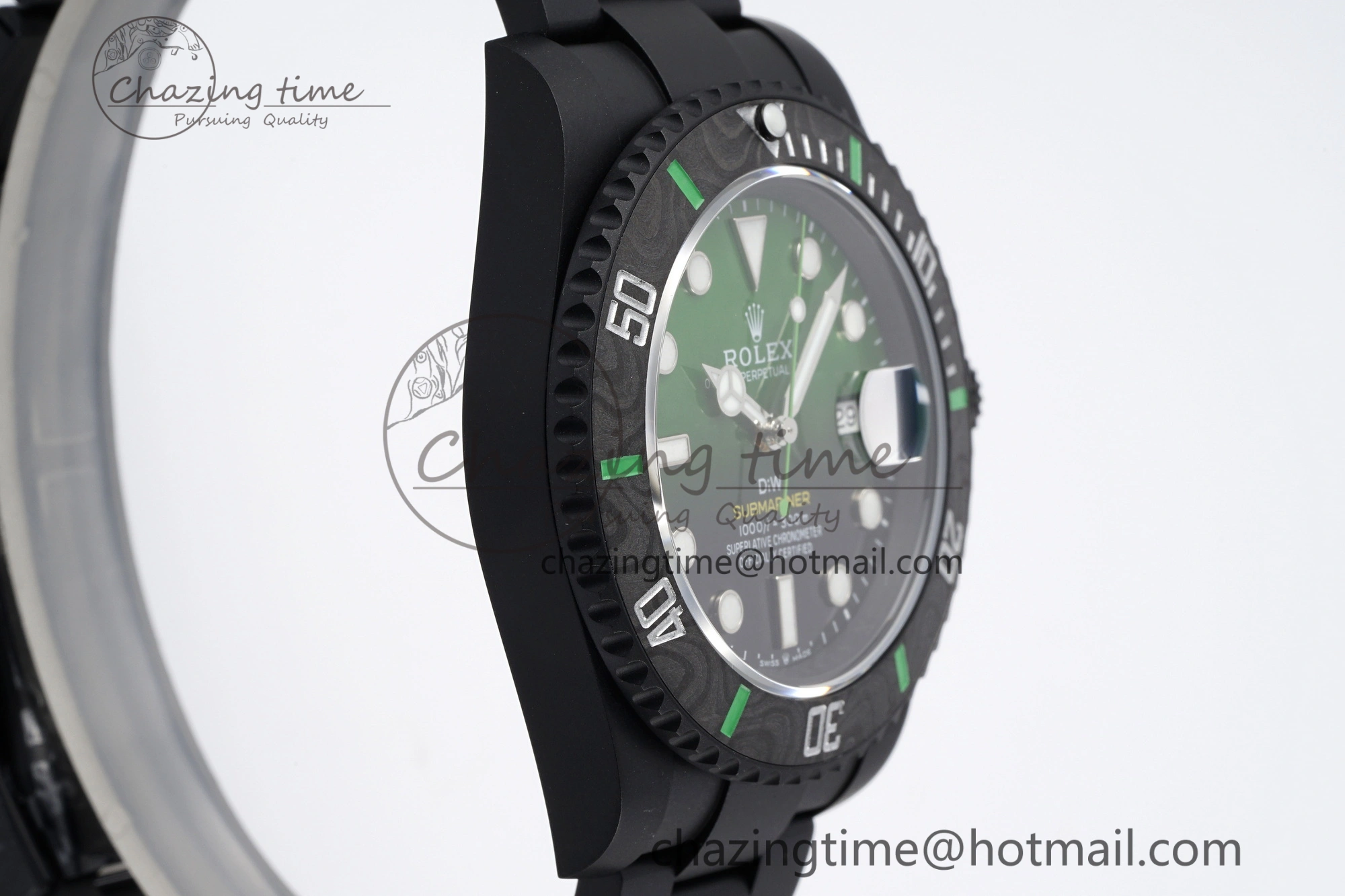 Submariner DIW “Parakeet” DLC VSF 1:1 Best Edition Black Green Dial on DLC Bracelet VS3135