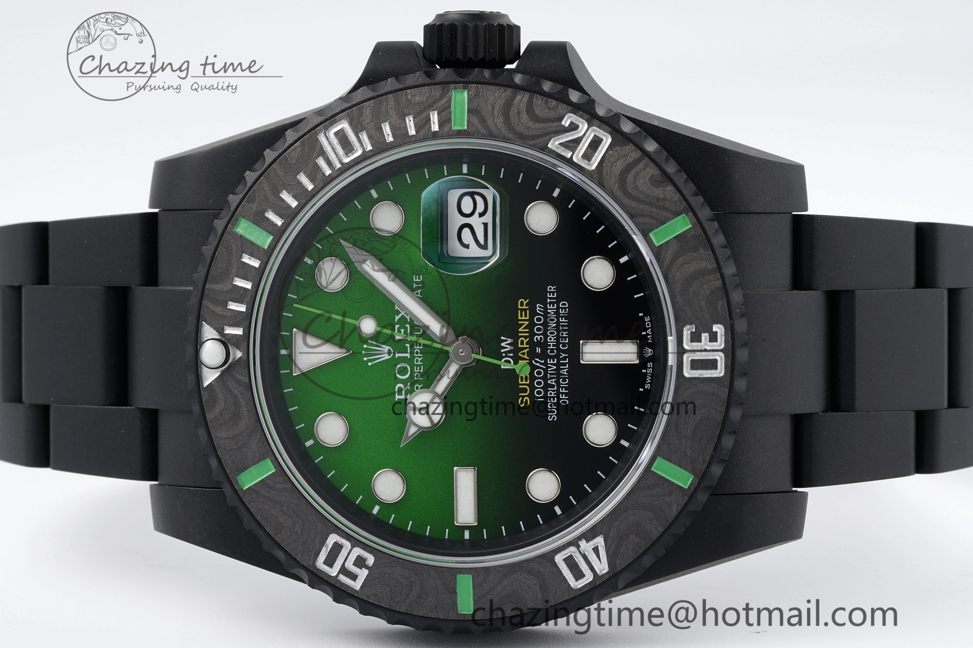 Submariner DIW “Parakeet” DLC VSF 1:1 Best Edition Black Green Dial on DLC Bracelet VS3135