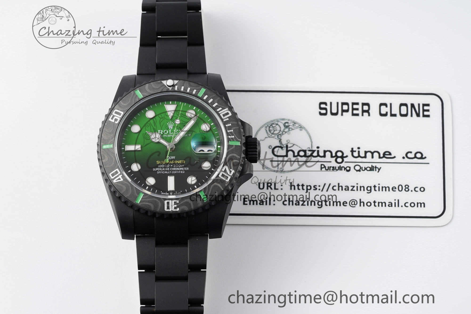 Submariner DIW “Parakeet” DLC VSF 1:1 Best Edition Black Green Dial on DLC Bracelet VS3135