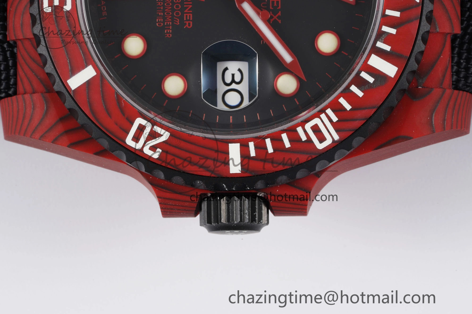 Submariner DIW Red Carbon VSF 1:1 Best Edition Black Dial on Black Nylon Strap VS3135