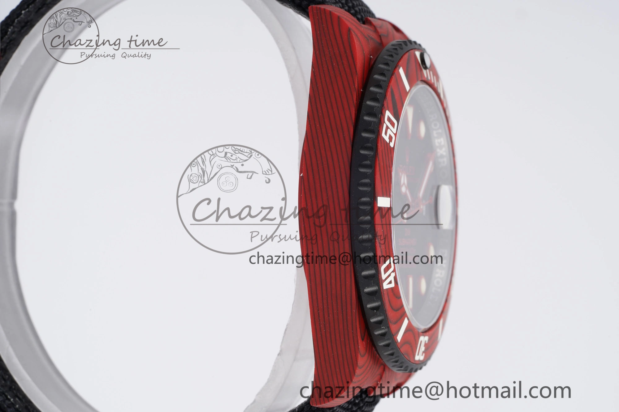 Submariner DIW Red Carbon VSF 1:1 Best Edition Black Dial on Black Nylon Strap VS3135