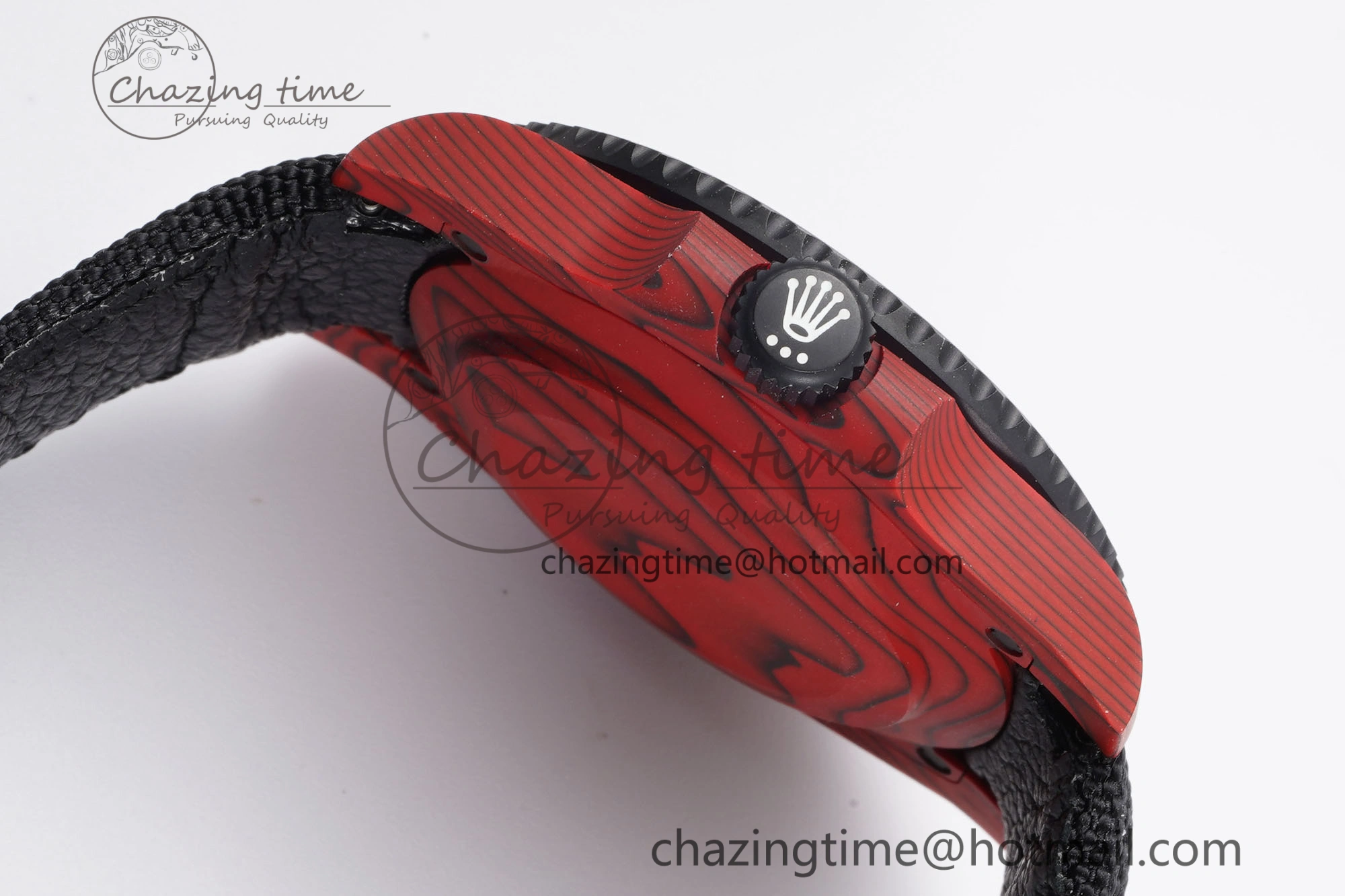 Submariner DIW Red Carbon VSF 1:1 Best Edition Black Dial on Black Nylon Strap VS3135