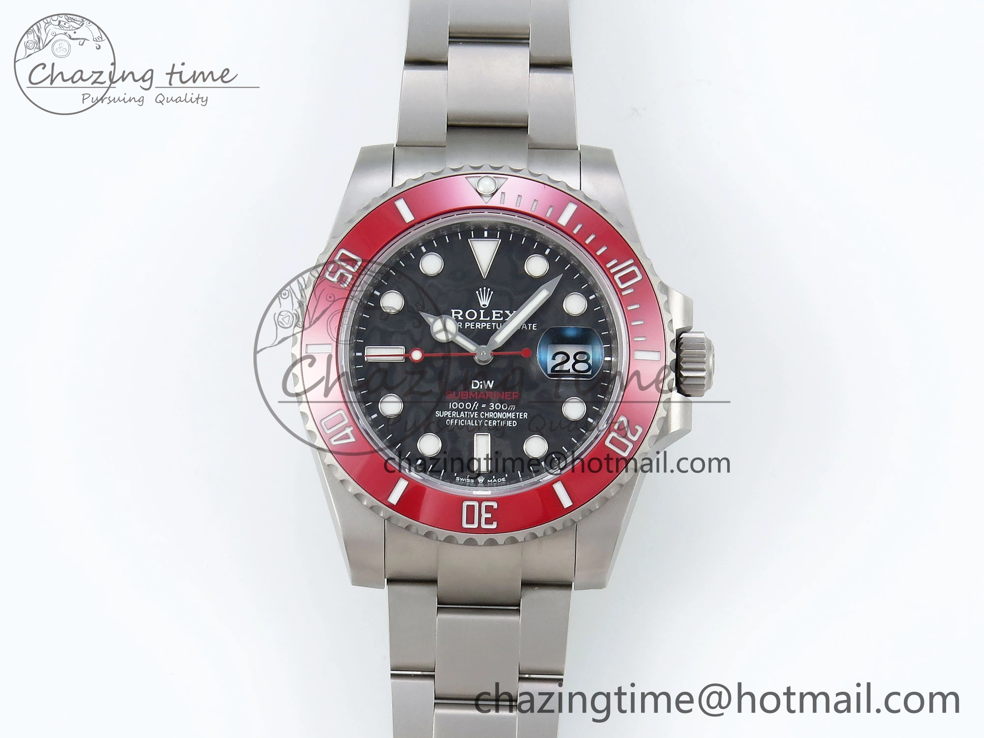 Submariner DIW Red Ceramic Bezel VSF 1:1 Best Edition Black Carbon Dial on Sandblasted Bracelet VS3135