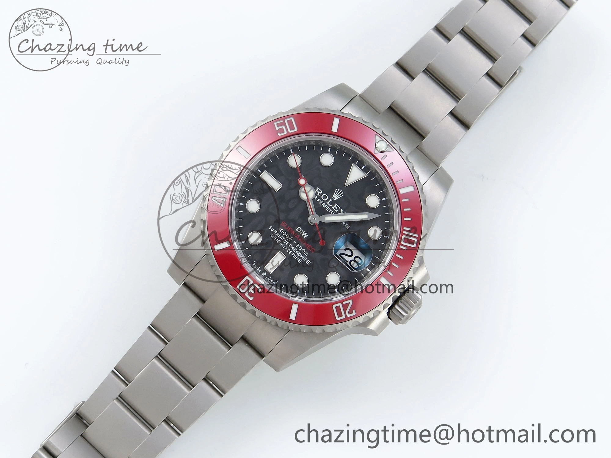 Submariner DIW Red Ceramic Bezel VSF 1:1 Best Edition Black Carbon Dial on Sandblasted Bracelet VS3135
