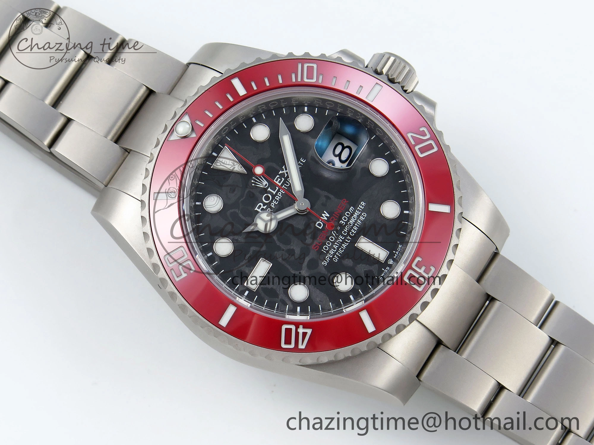 Submariner DIW Red Ceramic Bezel VSF 1:1 Best Edition Black Carbon Dial on Sandblasted Bracelet VS3135