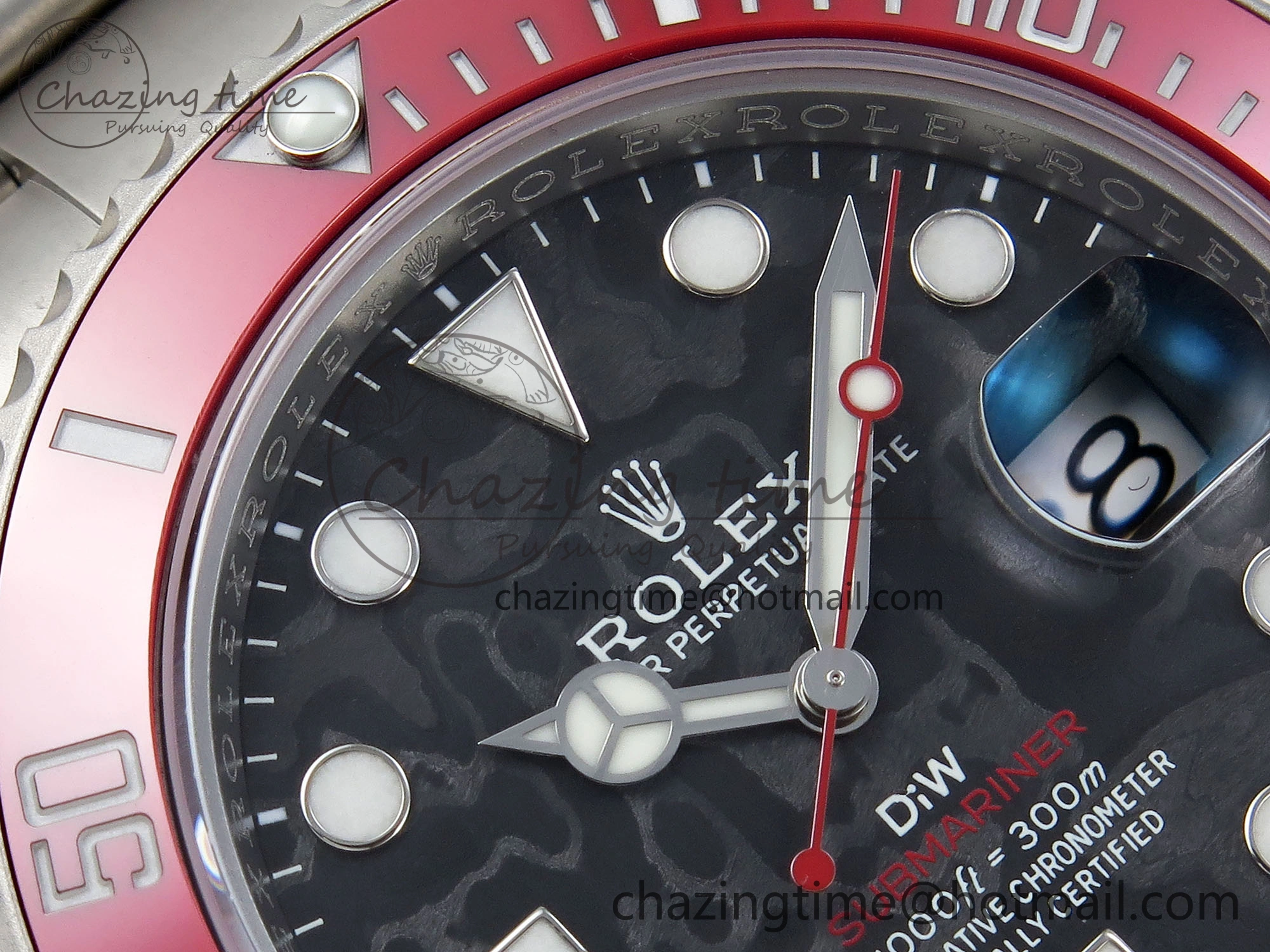 Submariner DIW Red Ceramic Bezel VSF 1:1 Best Edition Black Carbon Dial on Sandblasted Bracelet VS3135