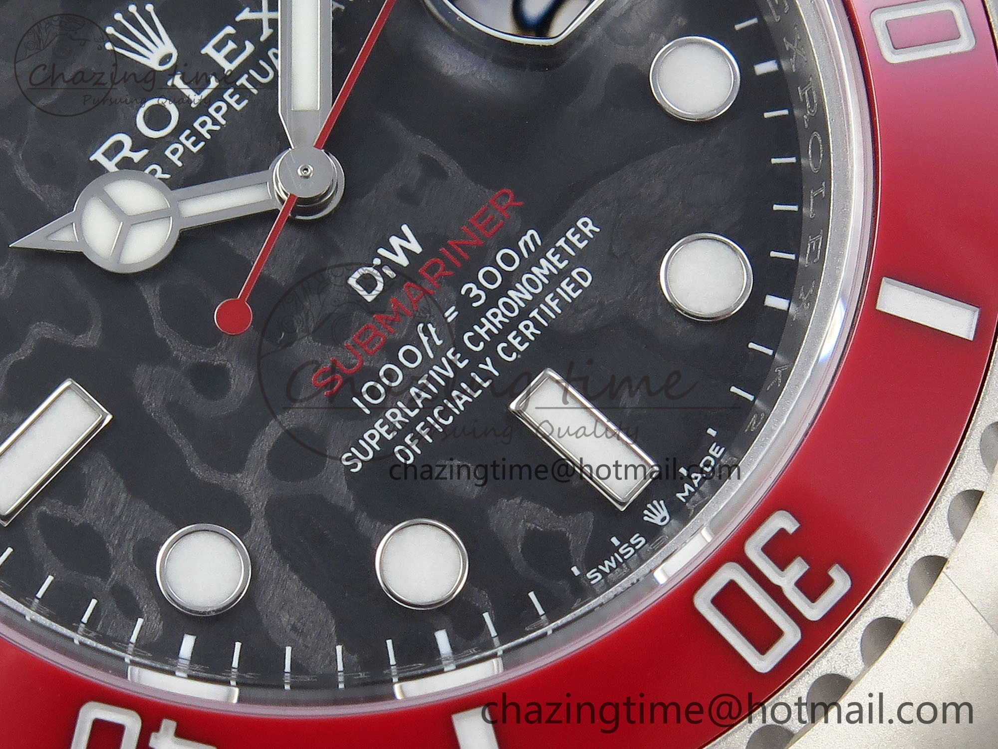 Submariner DIW Red Ceramic Bezel VSF 1:1 Best Edition Black Carbon Dial on Sandblasted Bracelet VS3135