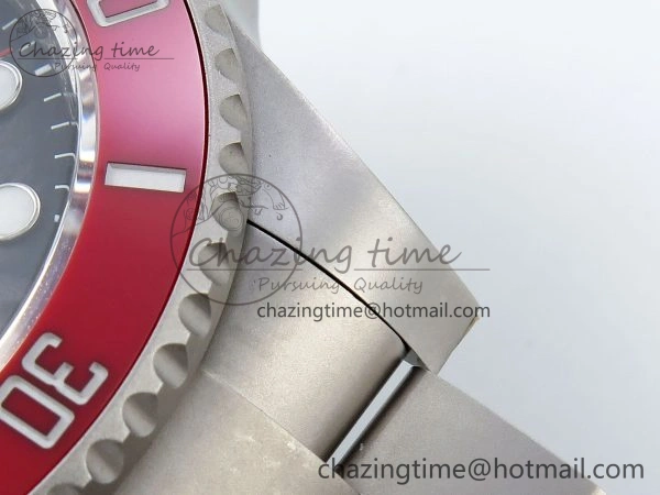 Submariner DIW Red Ceramic Bezel VSF 1:1 Best Edition Black Carbon Dial on Sandblasted Bracelet VS3135