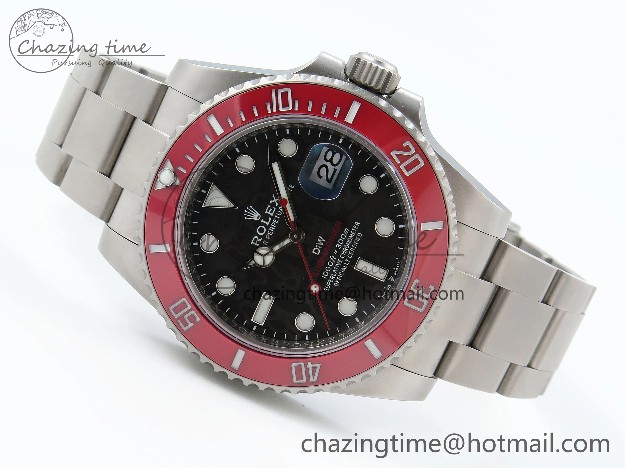 Submariner DIW Red Ceramic Bezel VSF 1:1 Best Edition Black Carbon Dial on Sandblasted Bracelet VS3135