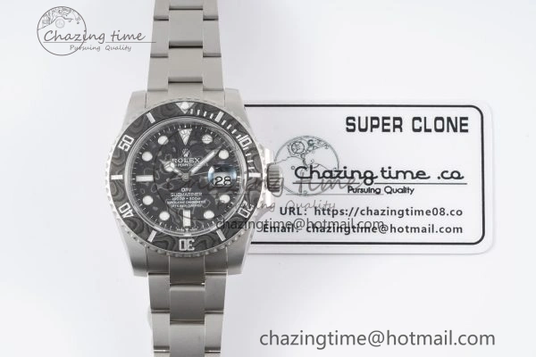 Submariner DIW Sandblasted VSF 1:1 Best Edition Black Carbon Dial on SS Bracelet VS3135