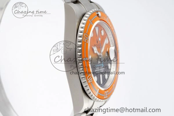 Submariner DIW Sandblasted VSF 1:1 Best Edition Orange Ceramic Bezel Orange Black Dial on SS Bracelet VS3135