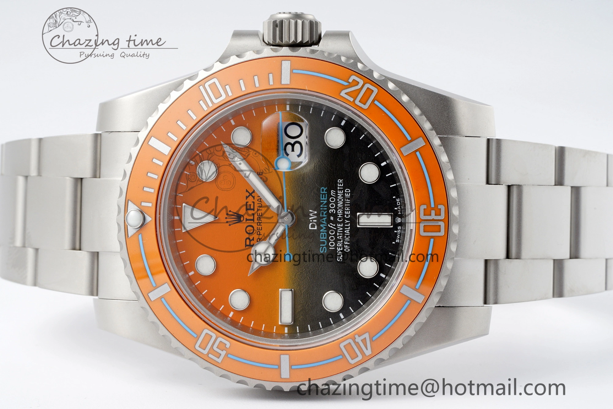 Submariner DIW Sandblasted VSF 1:1 Best Edition Orange Ceramic Bezel Orange Black Dial on SS Bracelet VS3135