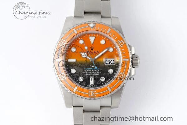 Submariner DIW Sandblasted VSF 1:1 Best Edition Orange Ceramic Bezel Orange Black Dial on SS Bracelet VS3135